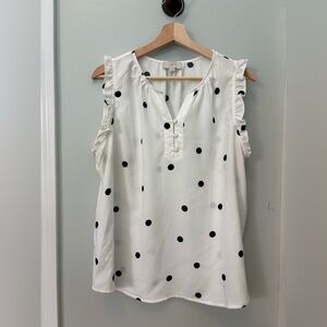 Loft Polka Dot Flutter Sleeve Top